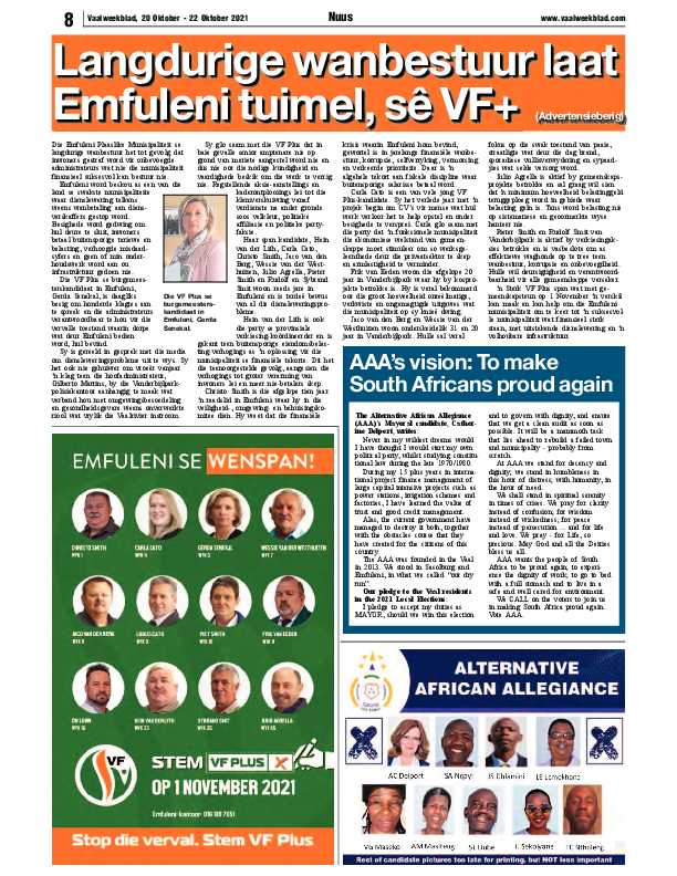 Vaalweekblad, 1 September – 3 September 2021 page 9
