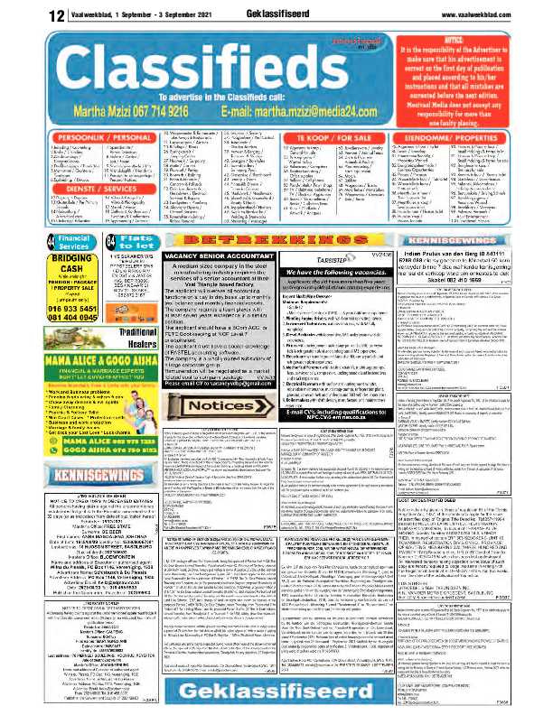 Vaalweekblad 1 September – 3 September 2021 page 12