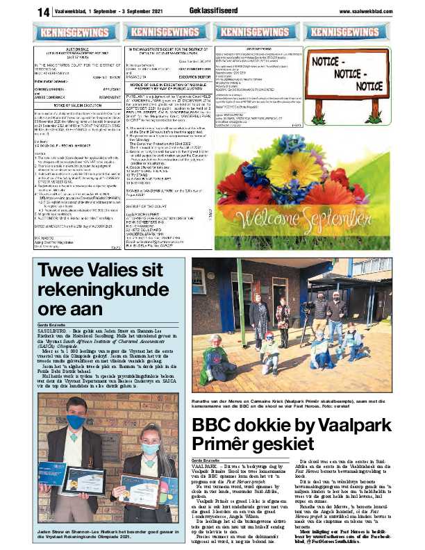 Vaalweekblad 1 September – 3 September 2021 page 14