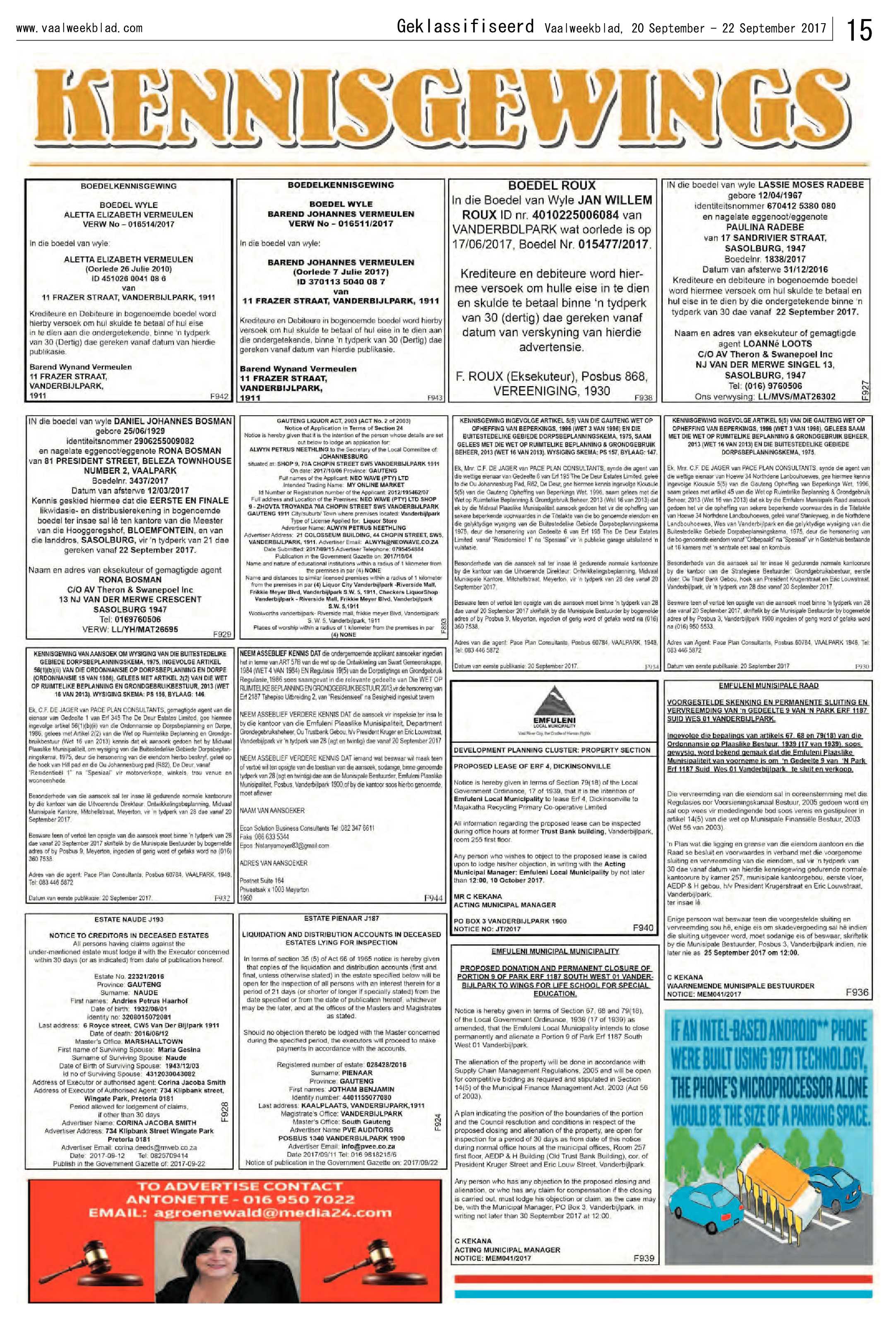 Vaalweekblad 20 – 22 September 2017 page 15