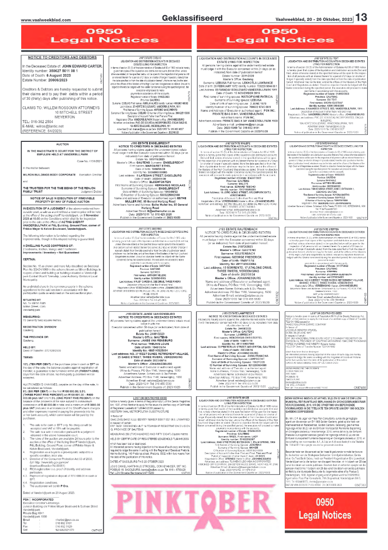 Vaalweekblad, 20 – 26 Oktober, 2023 page 13