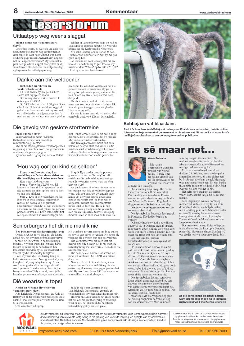 Vaalweekblad, 20 – 26 Oktober, 2023 page 8