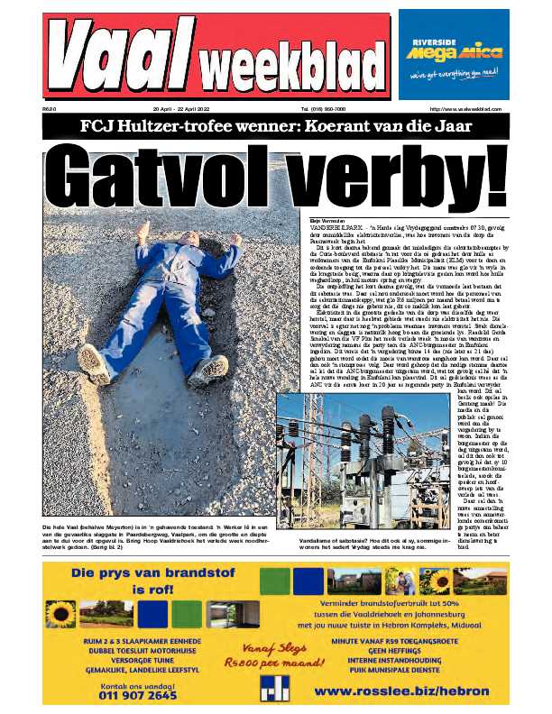 Vaalweekblad, 20 April – 22 April 2022 page 1