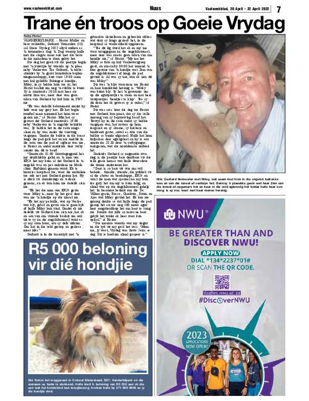 Vaalweekblad, 20 April – 22 April 2022 page 7