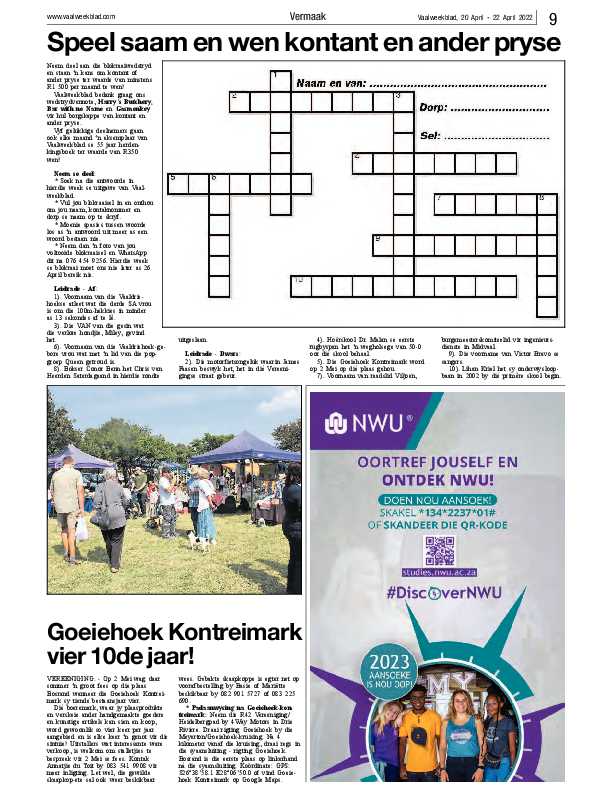Vaalweekblad, 20 April – 22 April 2022 page 9