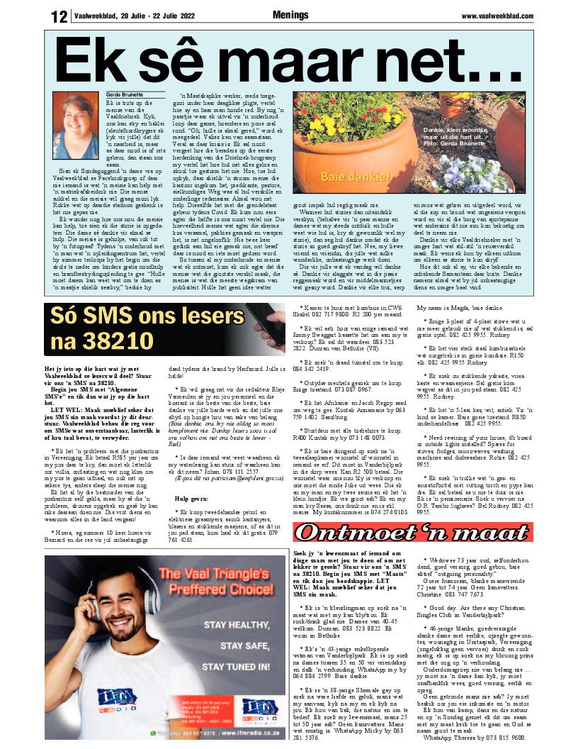 Vaalweekblad, 20 Julie – 22 Julie 2022 page 10