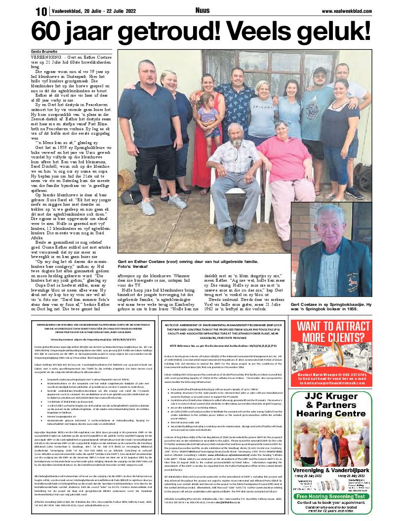 Vaalweekblad, 20 Julie – 22 Julie 2022 page 12