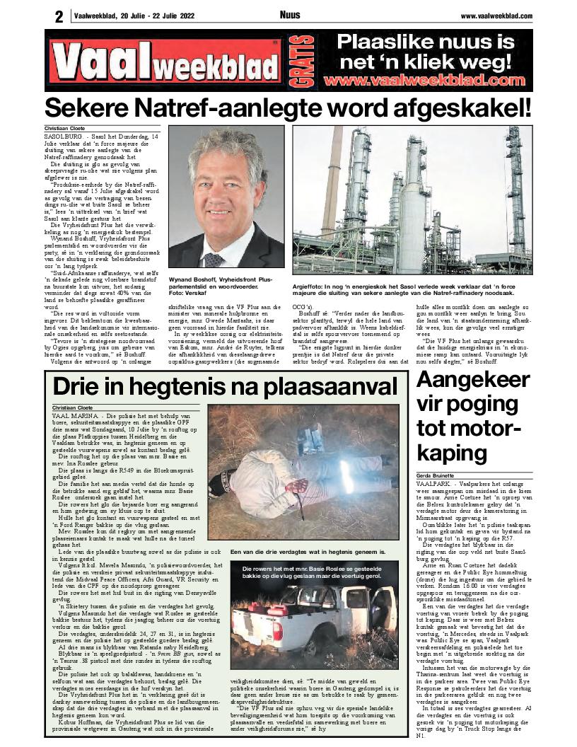 Vaalweekblad, 20 Julie – 22 Julie 2022 page 2