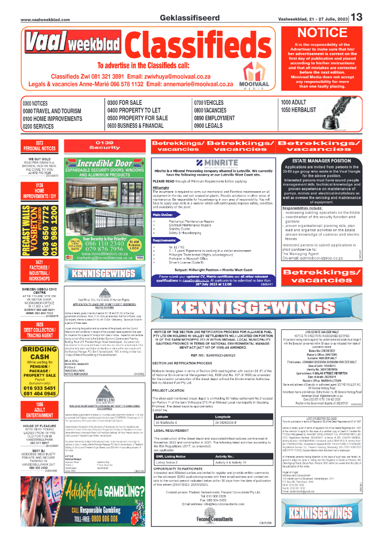 Vaalweekblad, 21 – 27 Julie, 2023 page 13