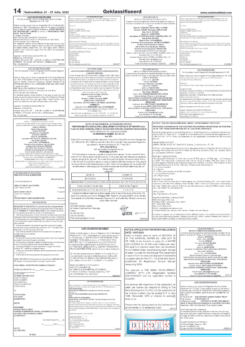 Vaalweekblad, 21 – 27 Julie, 2023 page 14