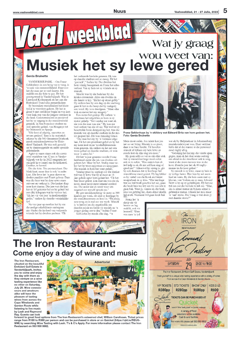 Vaalweekblad, 21 – 27 Julie, 2023 page 5