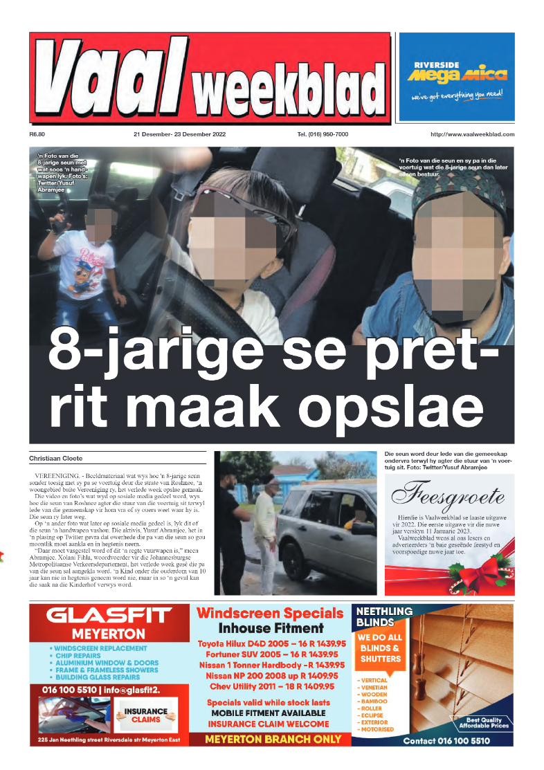 Vaalweekblad, 21 Desember- 23 Desember 2022 page 1