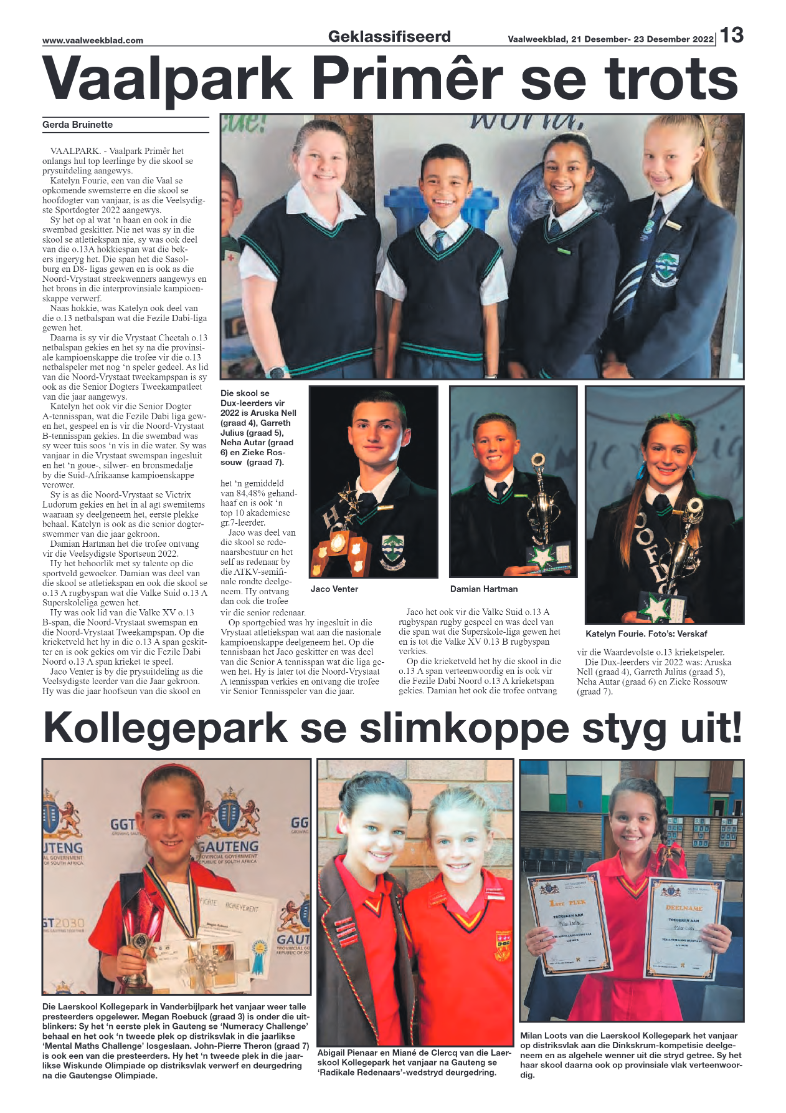 Vaalweekblad, 21 Desember- 23 Desember 2022 page 14