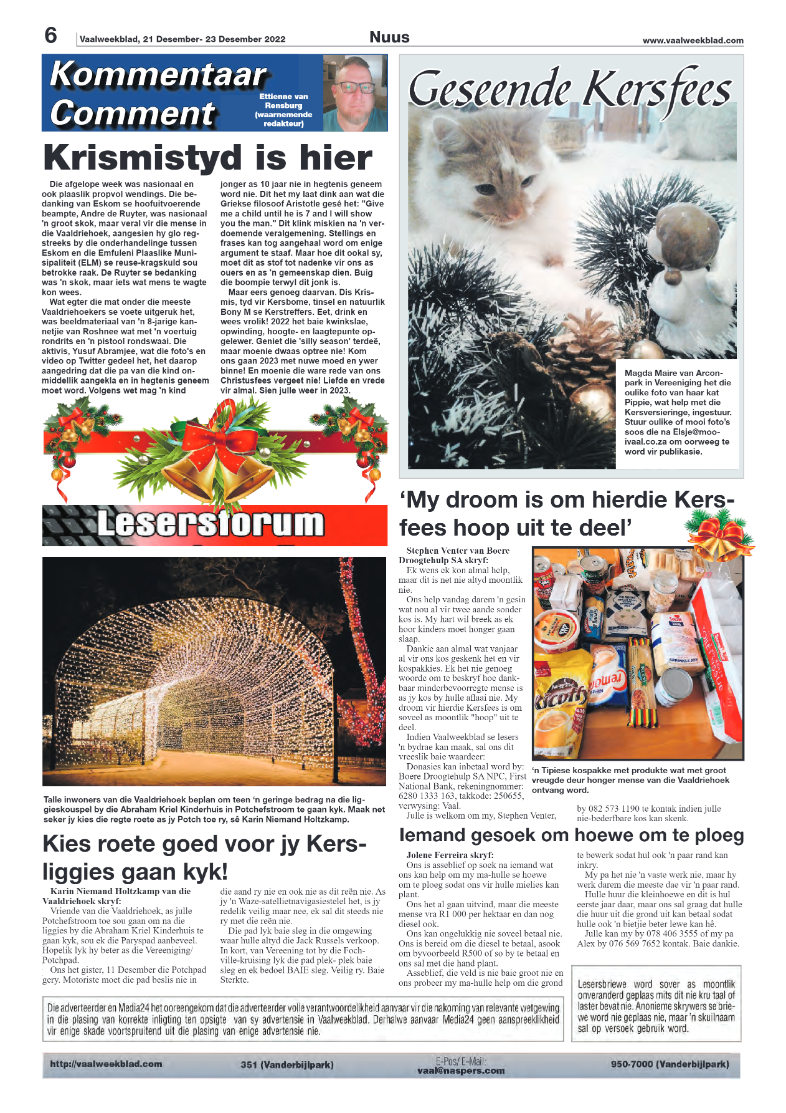 Vaalweekblad, 21 Desember- 23 Desember 2022 page 6