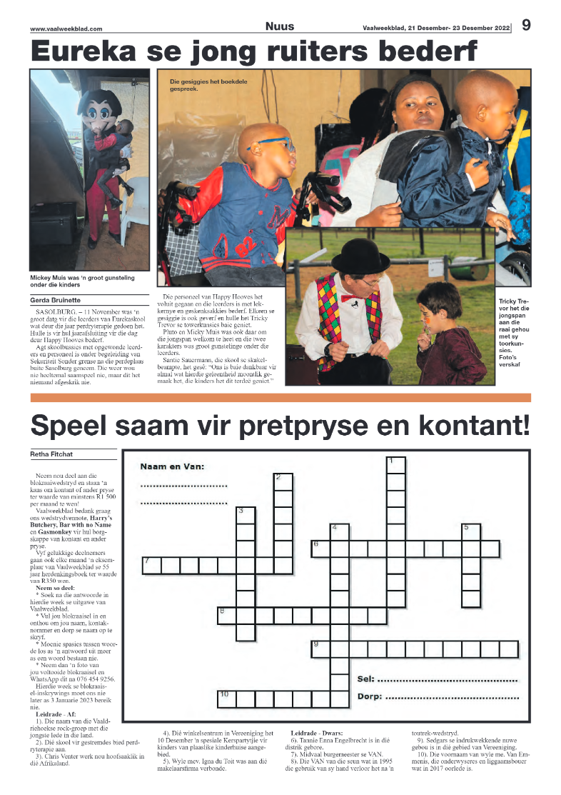 Vaalweekblad, 21 Desember- 23 Desember 2022 page 9