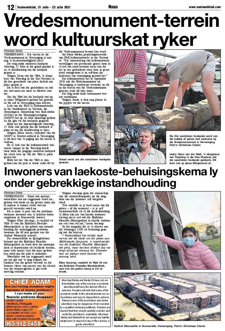 Vaalweekblad, 21 Julie – 23 Julie 2021 page 12