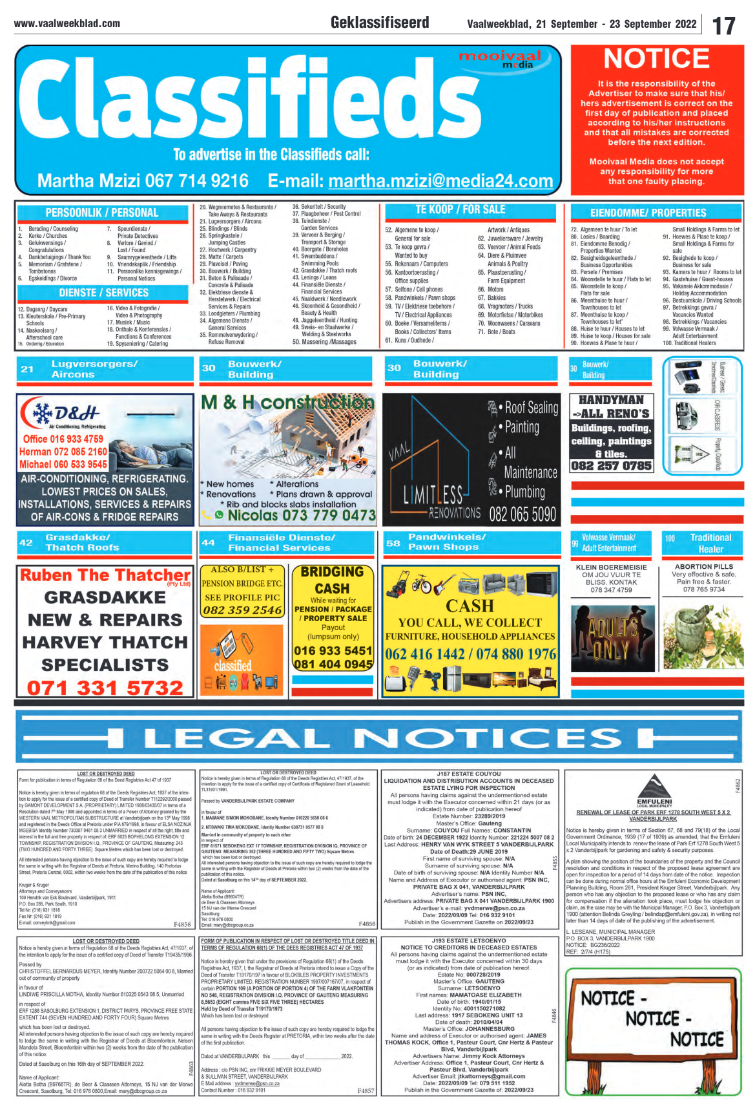 Vaalweekblad, 21 September – 23 September 2022 page 19