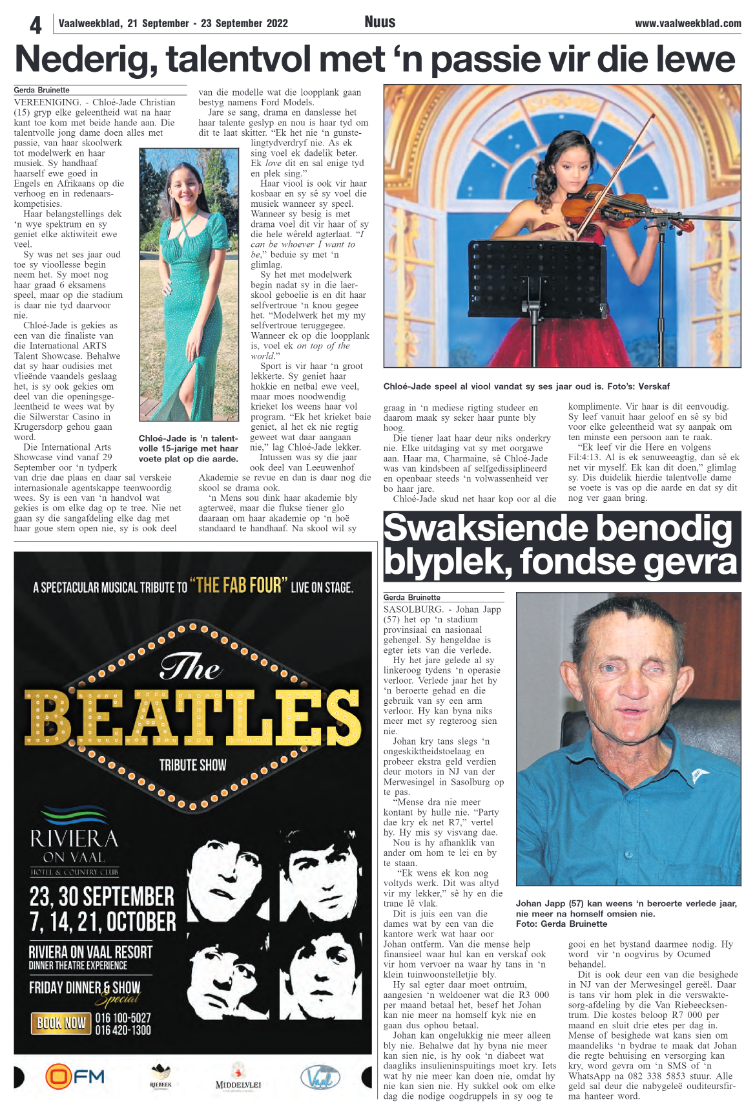 Vaalweekblad, 21 September – 23 September 2022 page 4