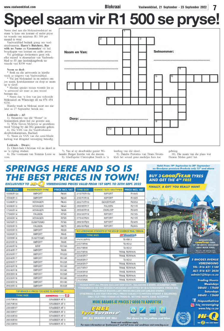 Vaalweekblad, 21 September – 23 September 2022 page 7