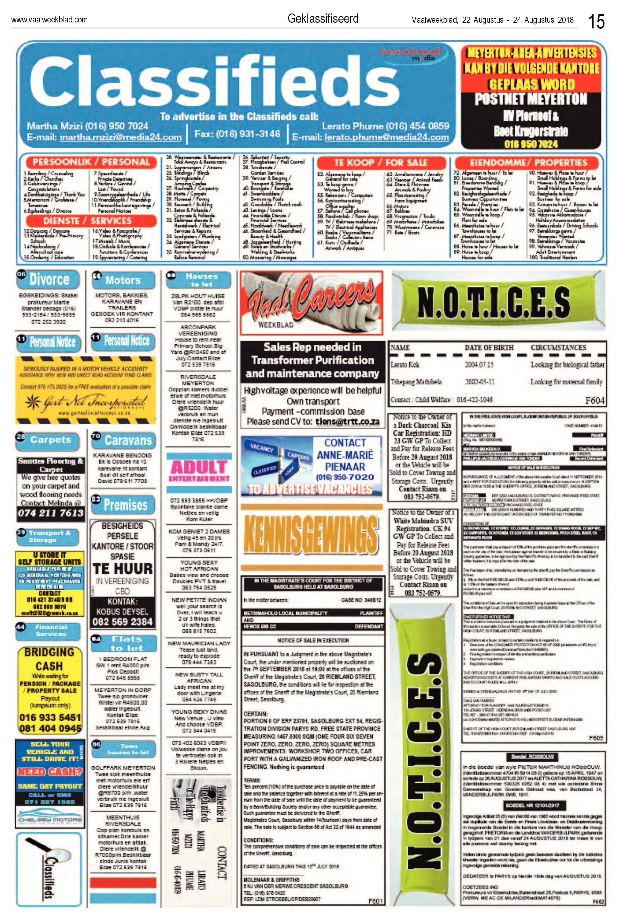 Vaalweekblad 22 – 24 Augustus 2018 page 15
