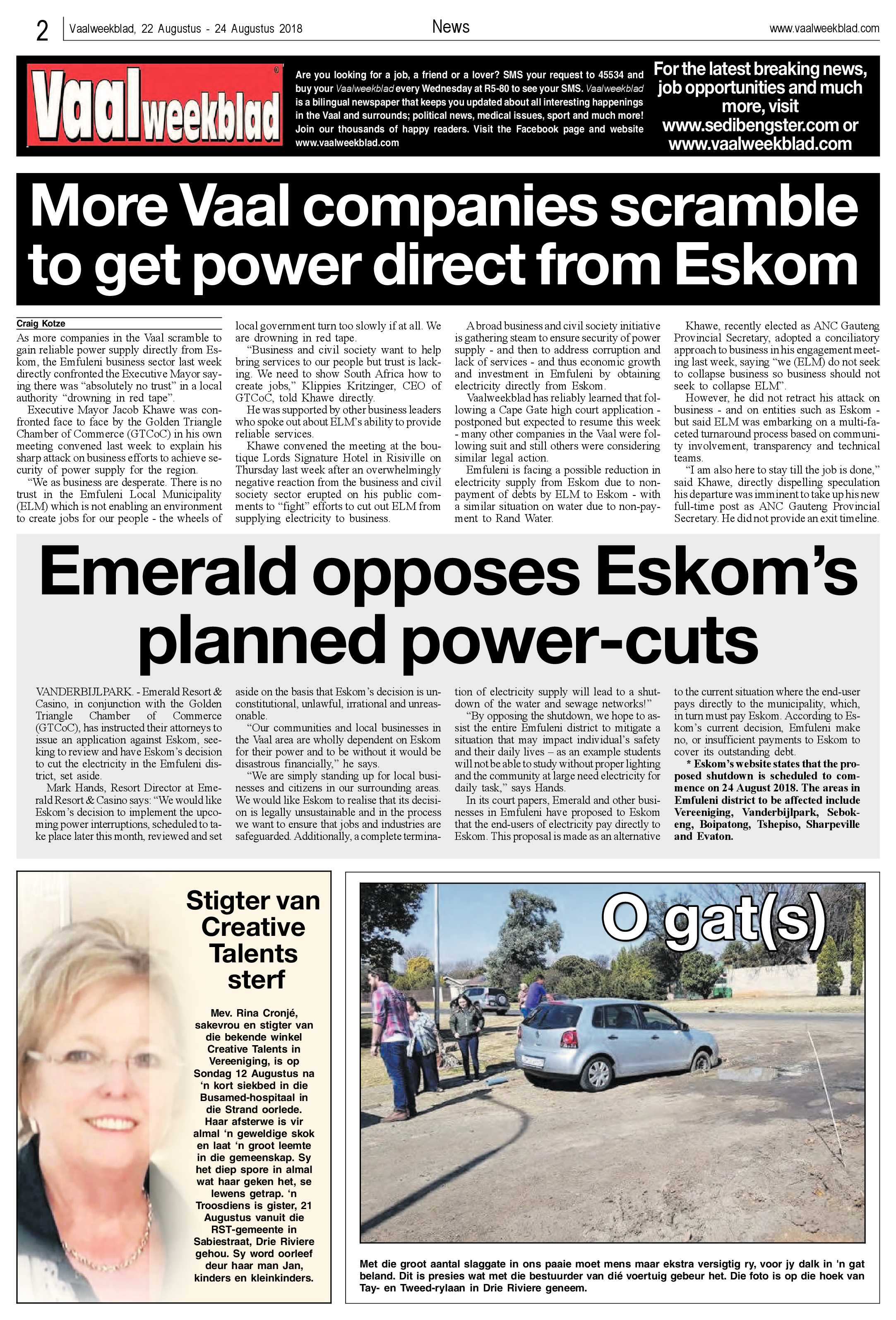 Vaalweekblad 22 – 24 Augustus 2018 page 2