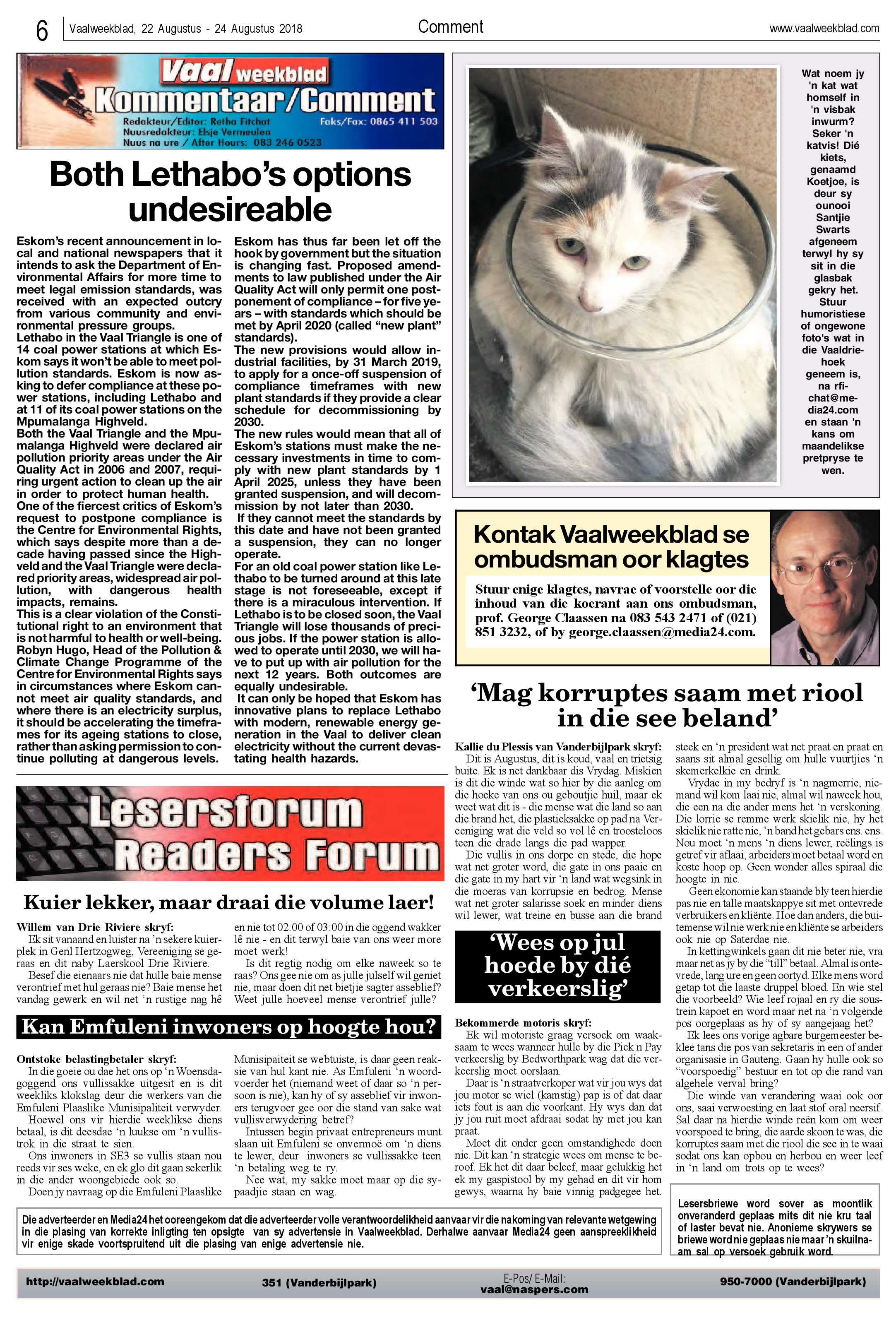 Vaalweekblad 22 – 24 Augustus 2018 page 6