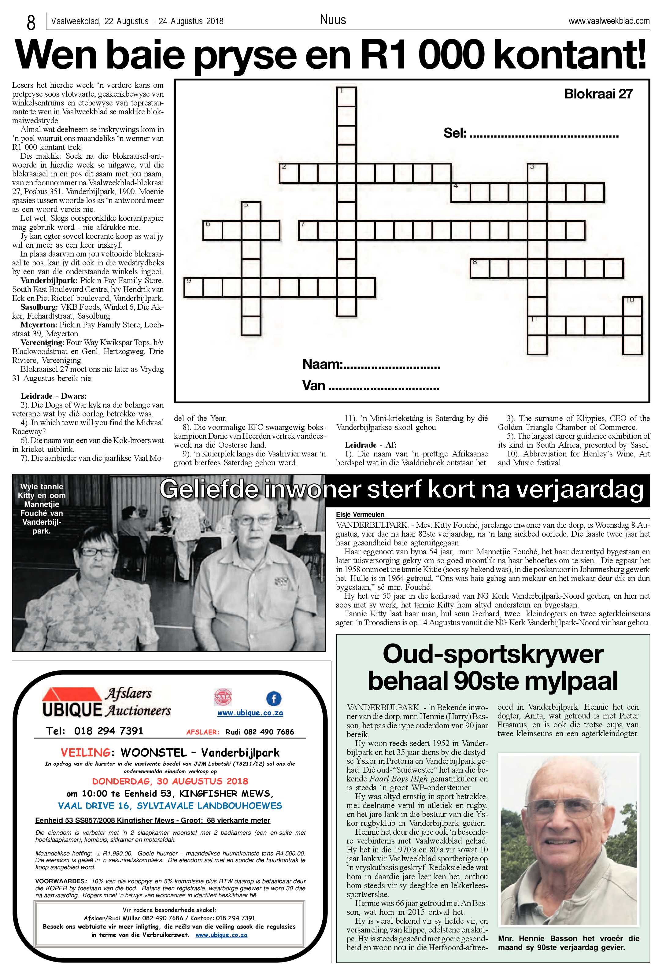 Vaalweekblad 22 – 24 Augustus 2018 page 8