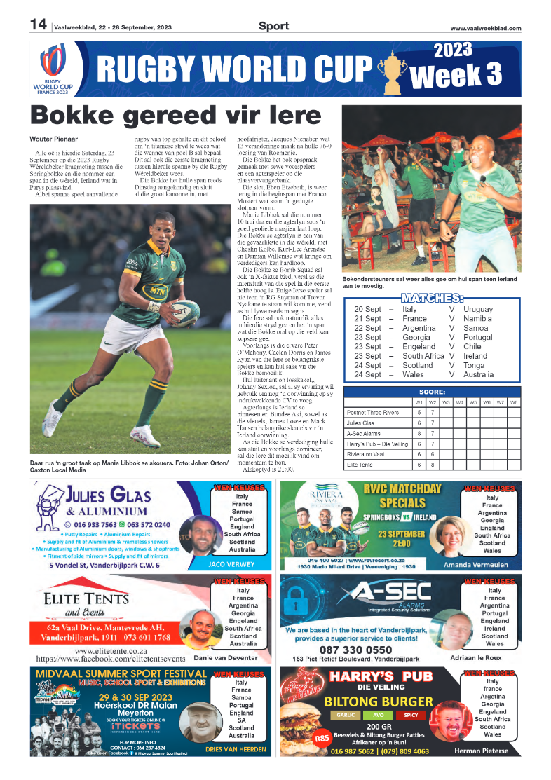 Vaalweekblad, 22 – 28 September, 2023 page 14