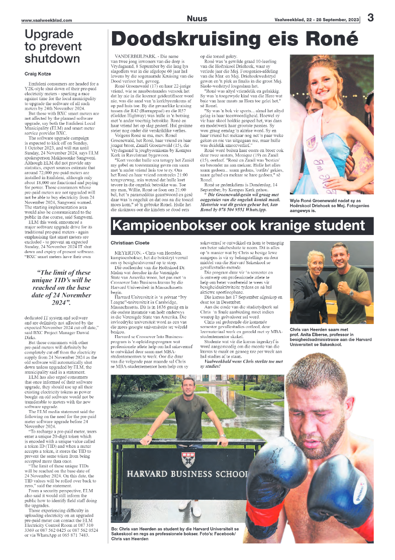 Vaalweekblad, 22 – 28 September, 2023 page 3