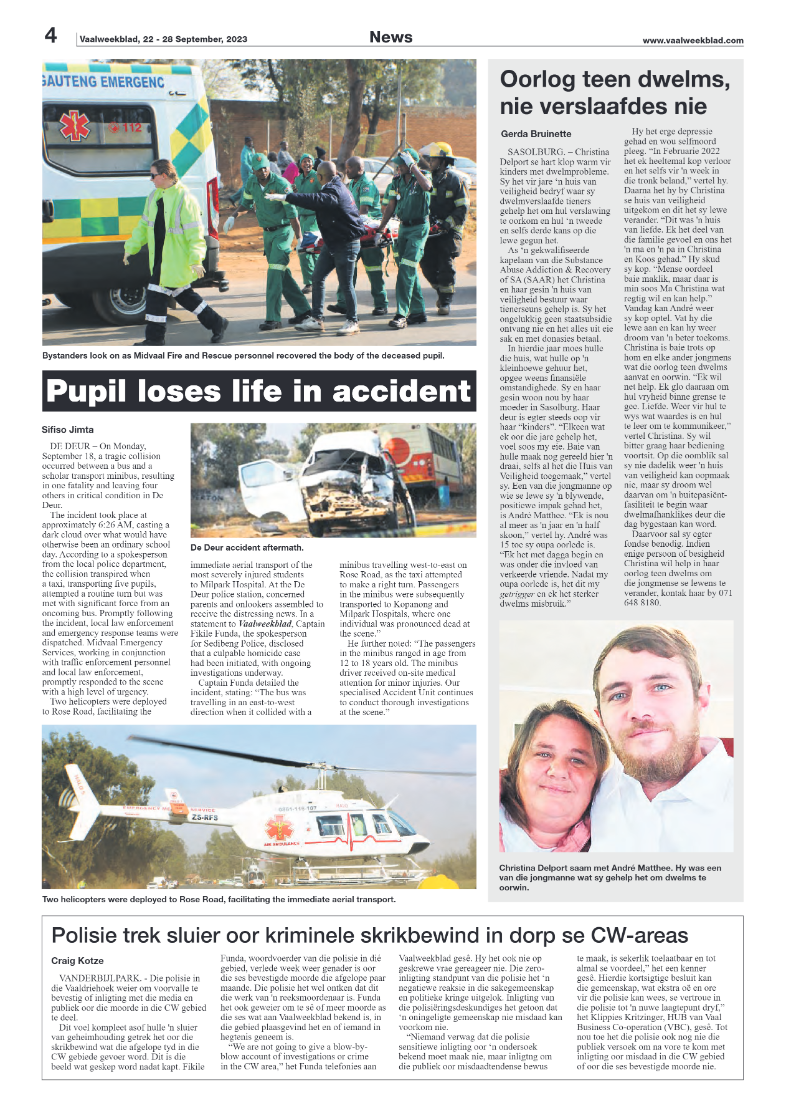 Vaalweekblad, 22 – 28 September, 2023 page 4