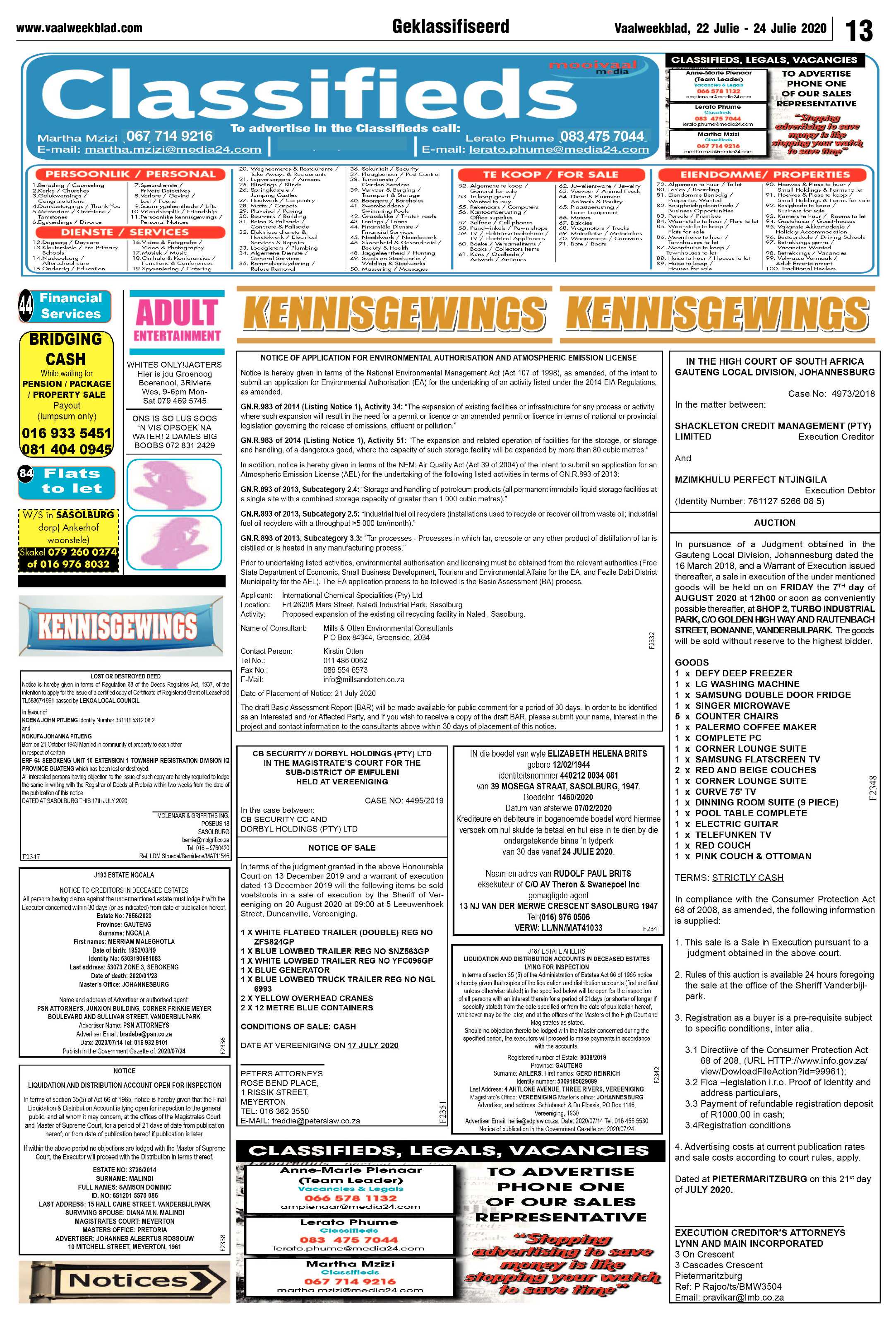 Vaalweekblad 22 Julie – 24 Julie 2020 page 13