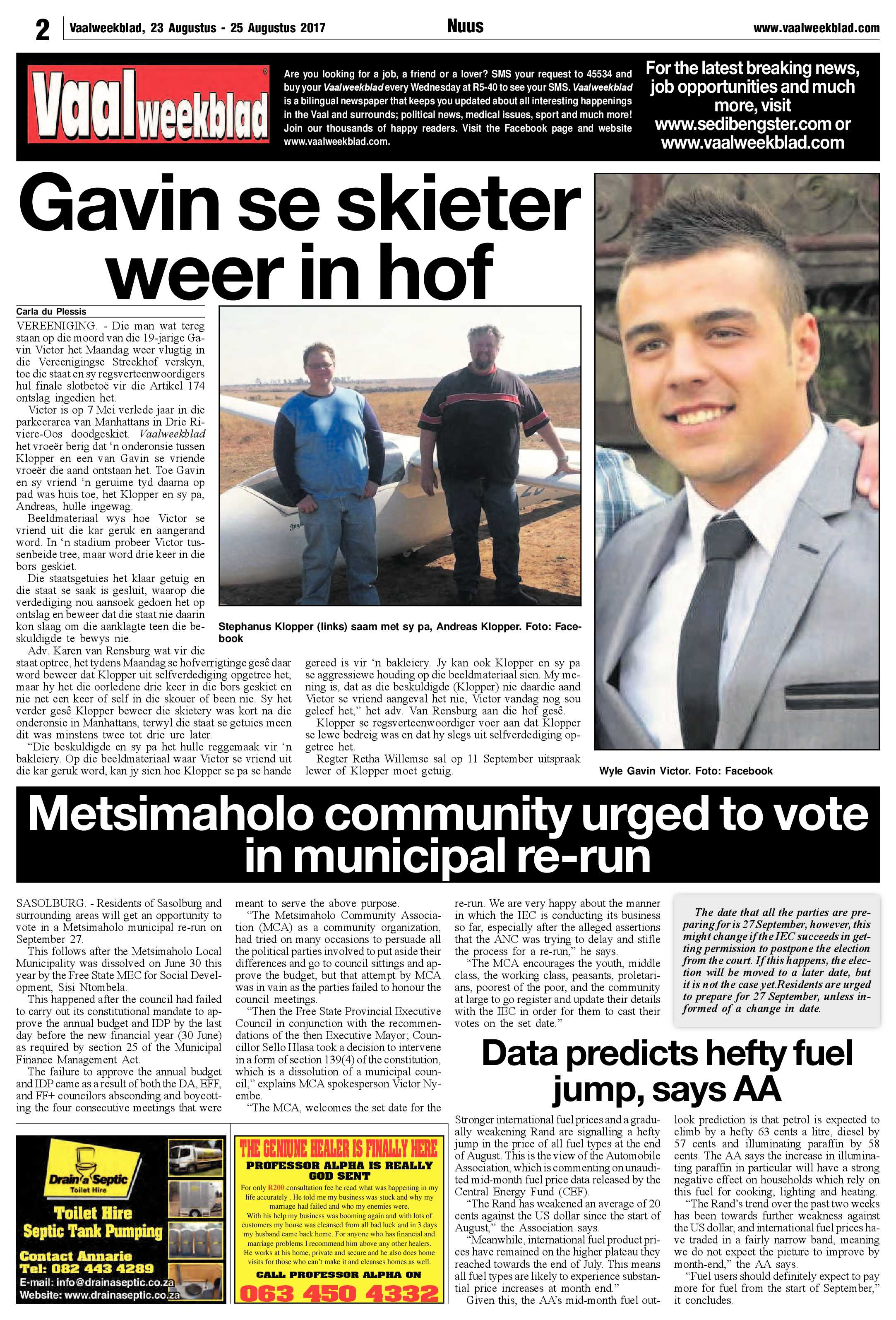 Vaalweekblad 23 – 25 Augustus 2017 page 2