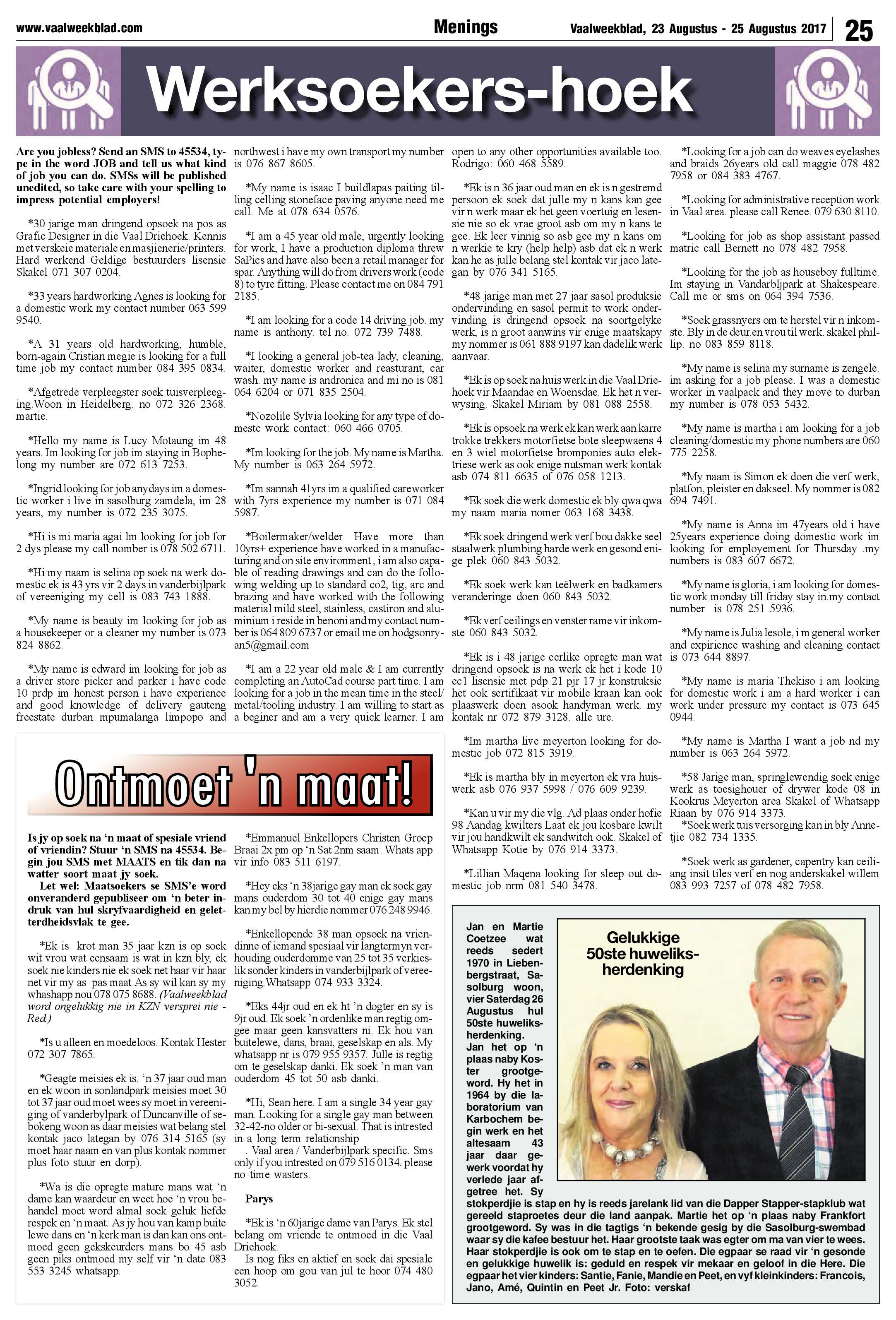 Vaalweekblad 23 – 25 Augustus 2017 page 25