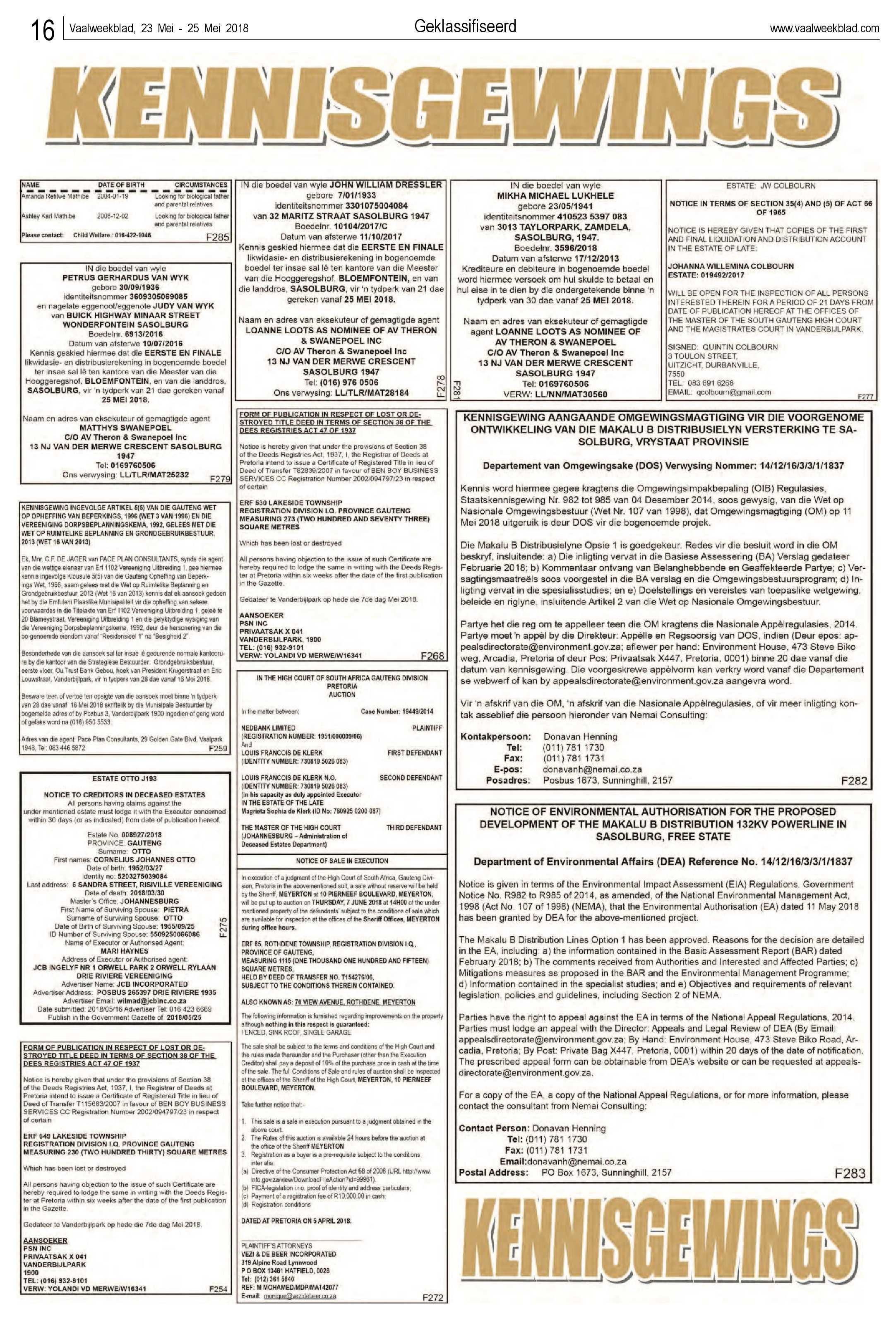 Vaalweekblad 23 – 25 Mei 2018 page 16