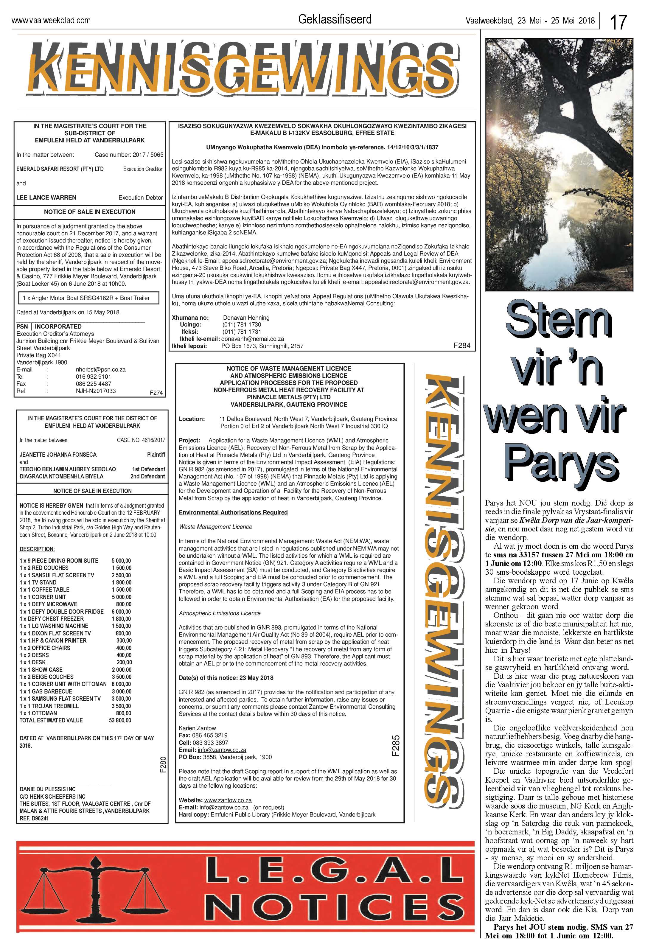 Vaalweekblad 23 – 25 Mei 2018 page 17
