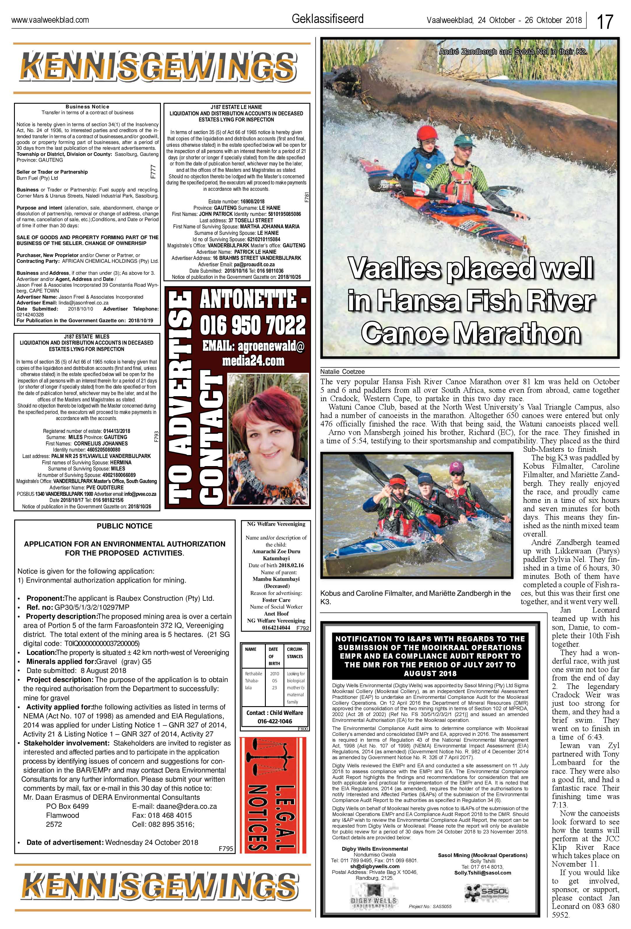 Vaalweekblad 23 – 26 Oktober 2018 page 16