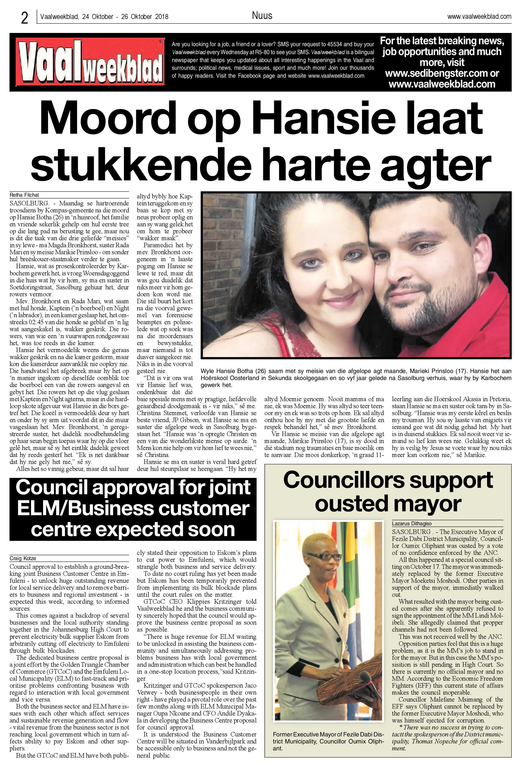 Vaalweekblad 23 – 26 Oktober 2018 page 2