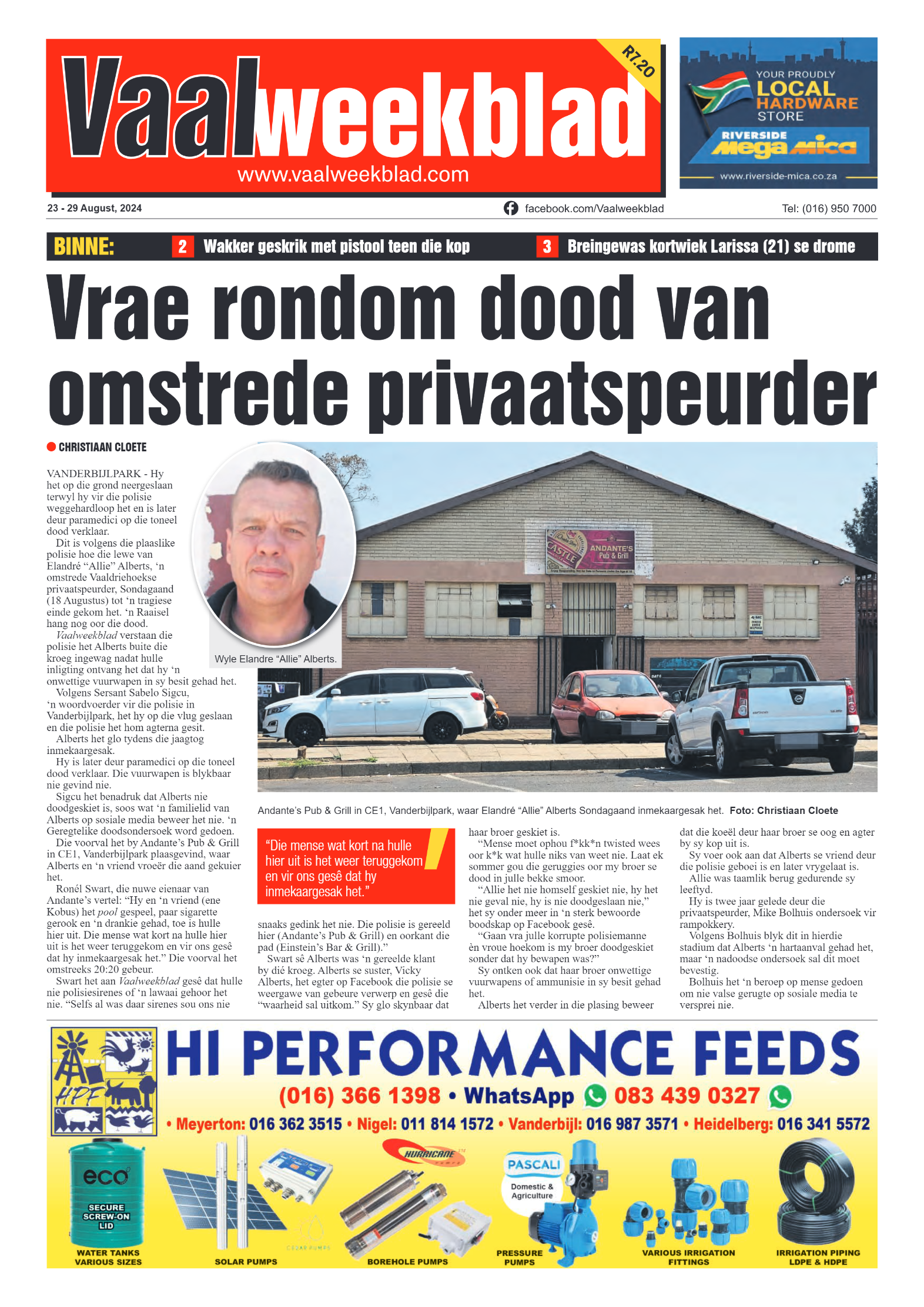 Vaalweekblad 23 – 29 August, 2024 page 1