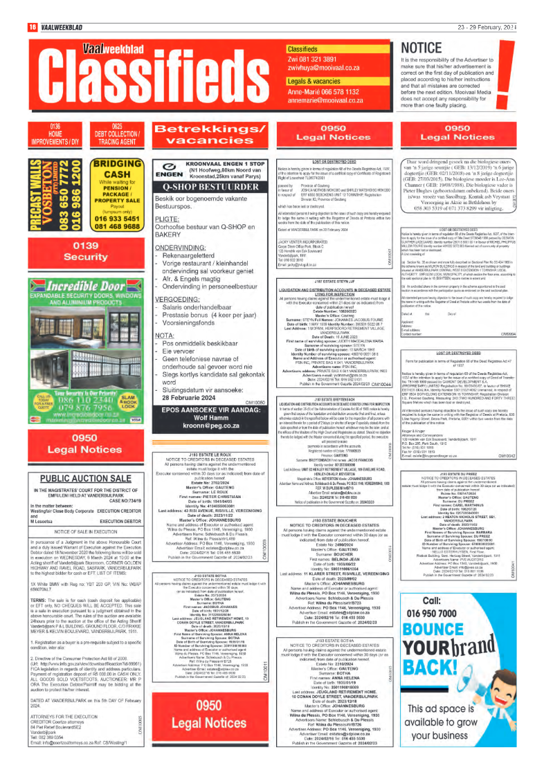 Vaalweekblad – 23 – 29 February, 2024 page 16