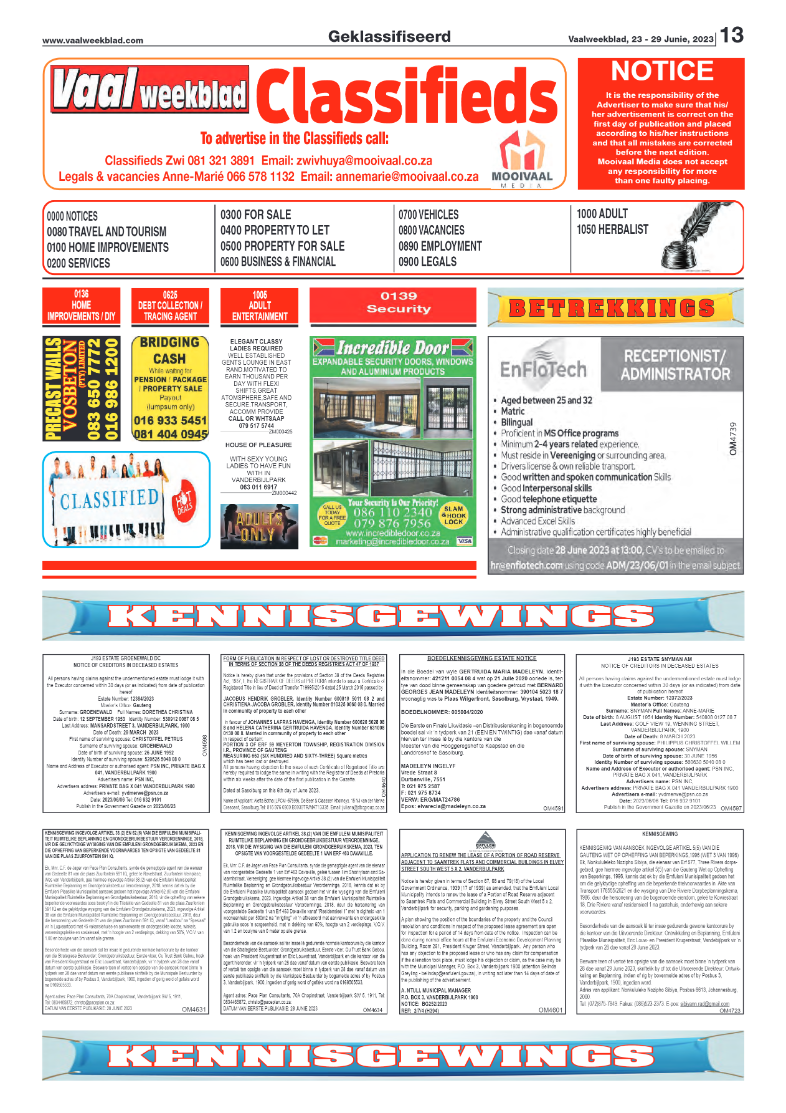 Vaalweekblad, 23 – 29 Junie, 2023 page 13