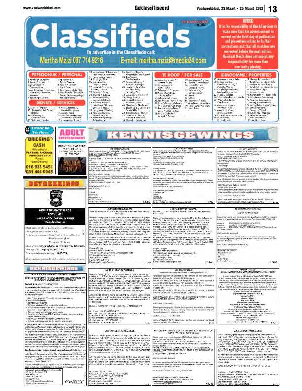 Vaalweekblad, 23 Maart – 25 Maart 2022 page 13
