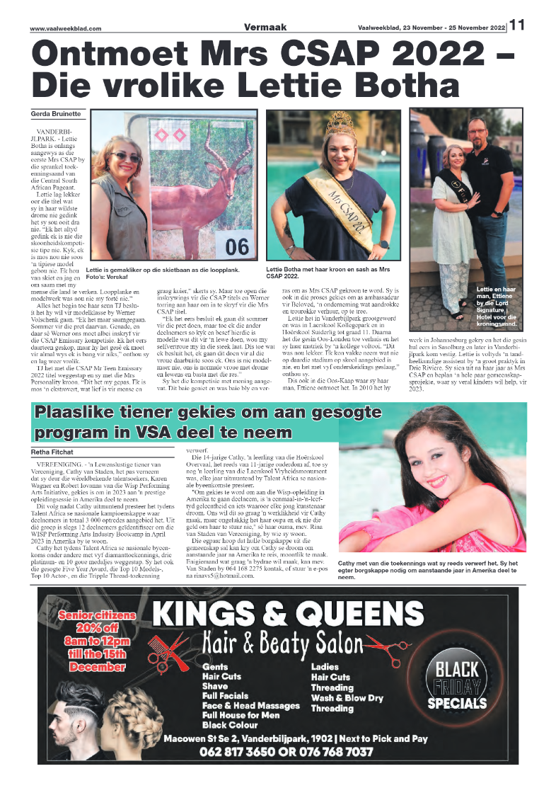 Vaalweekblad, 23 November – 25 November 2022 page 11