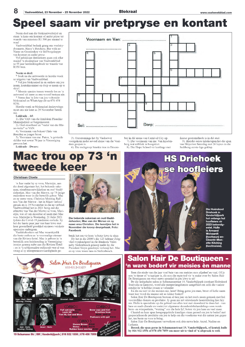 Vaalweekblad, 23 November – 25 November 2022 page 8