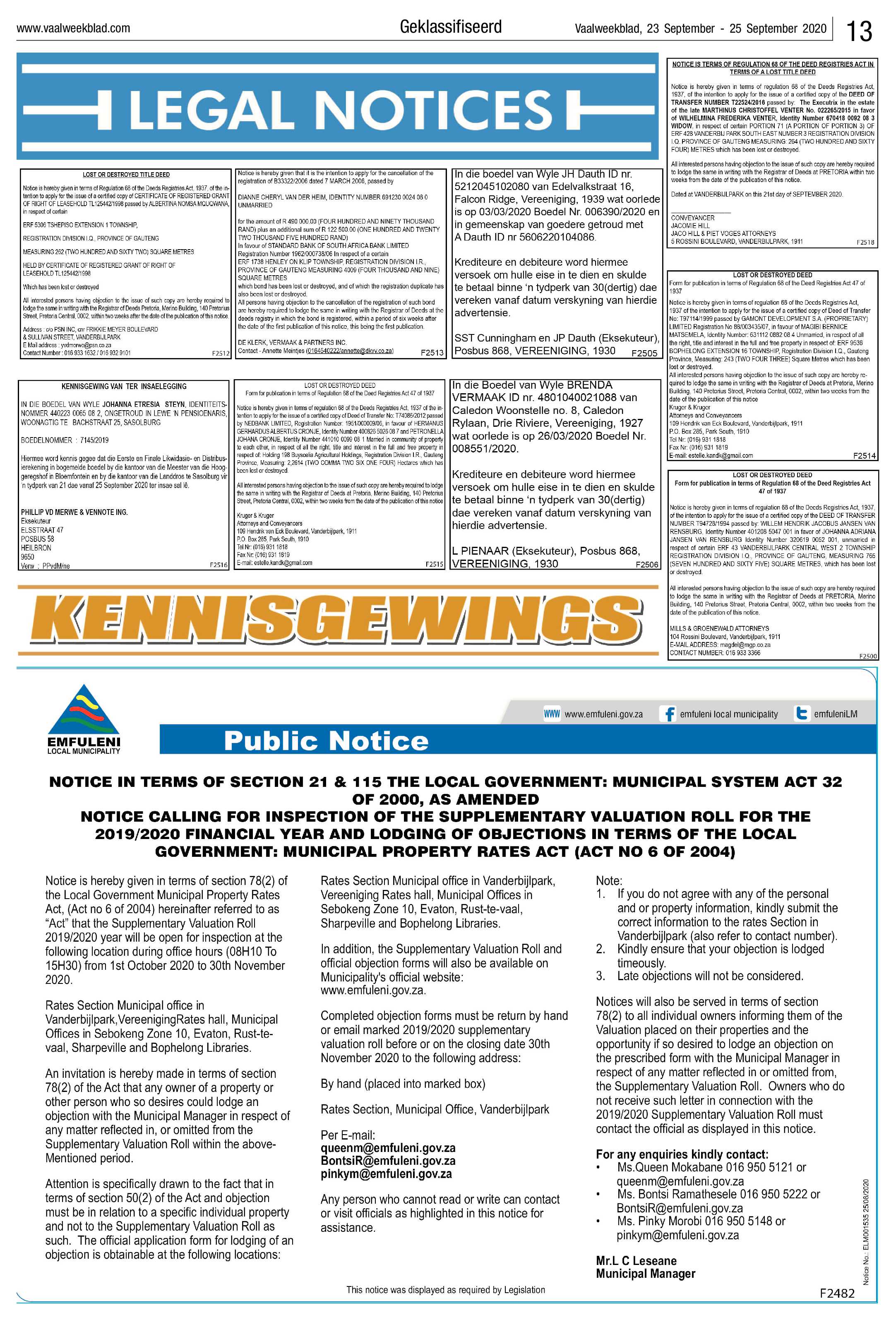Vaalweekblad 23 September – 25 September 2020 page 13