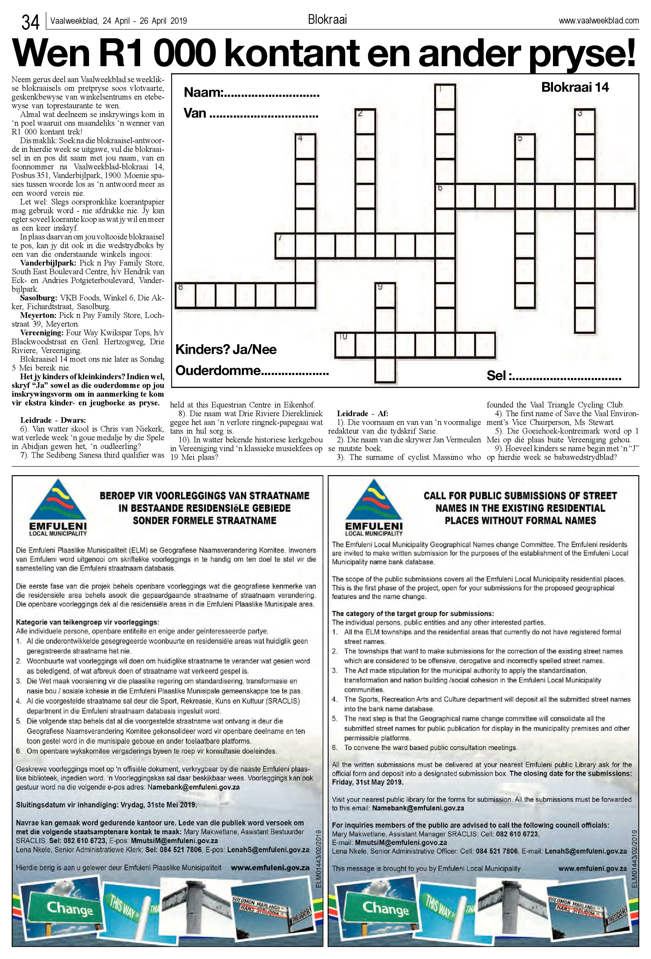 Vaalweekblad 24 – 26 April 2019 page 34