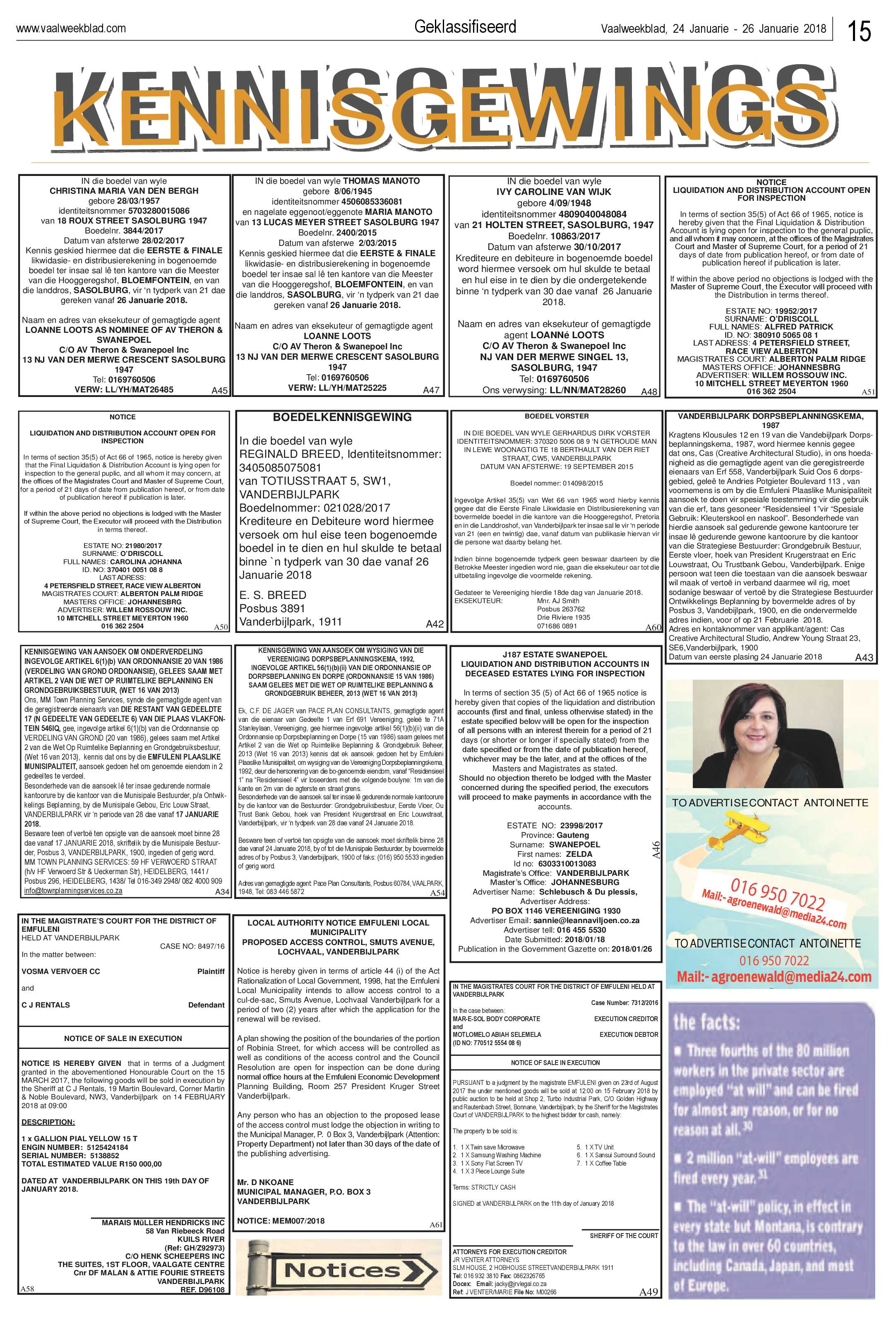 Vaalweekblad 24 – 26 Januarie 2018 page 15