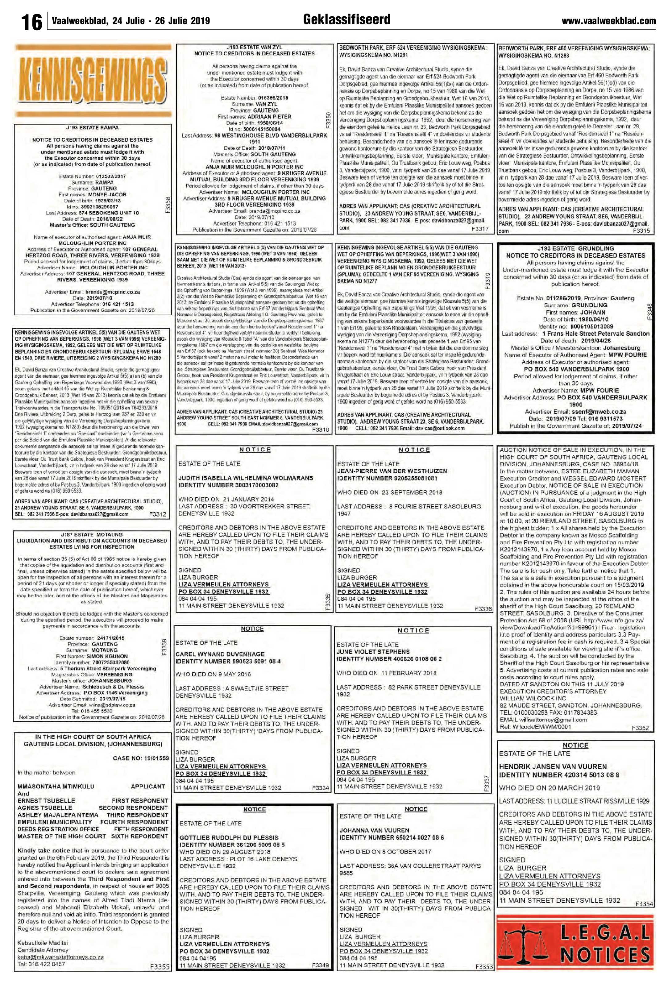 Vaalweekblad 24 – 26 Julie 2019 page 16
