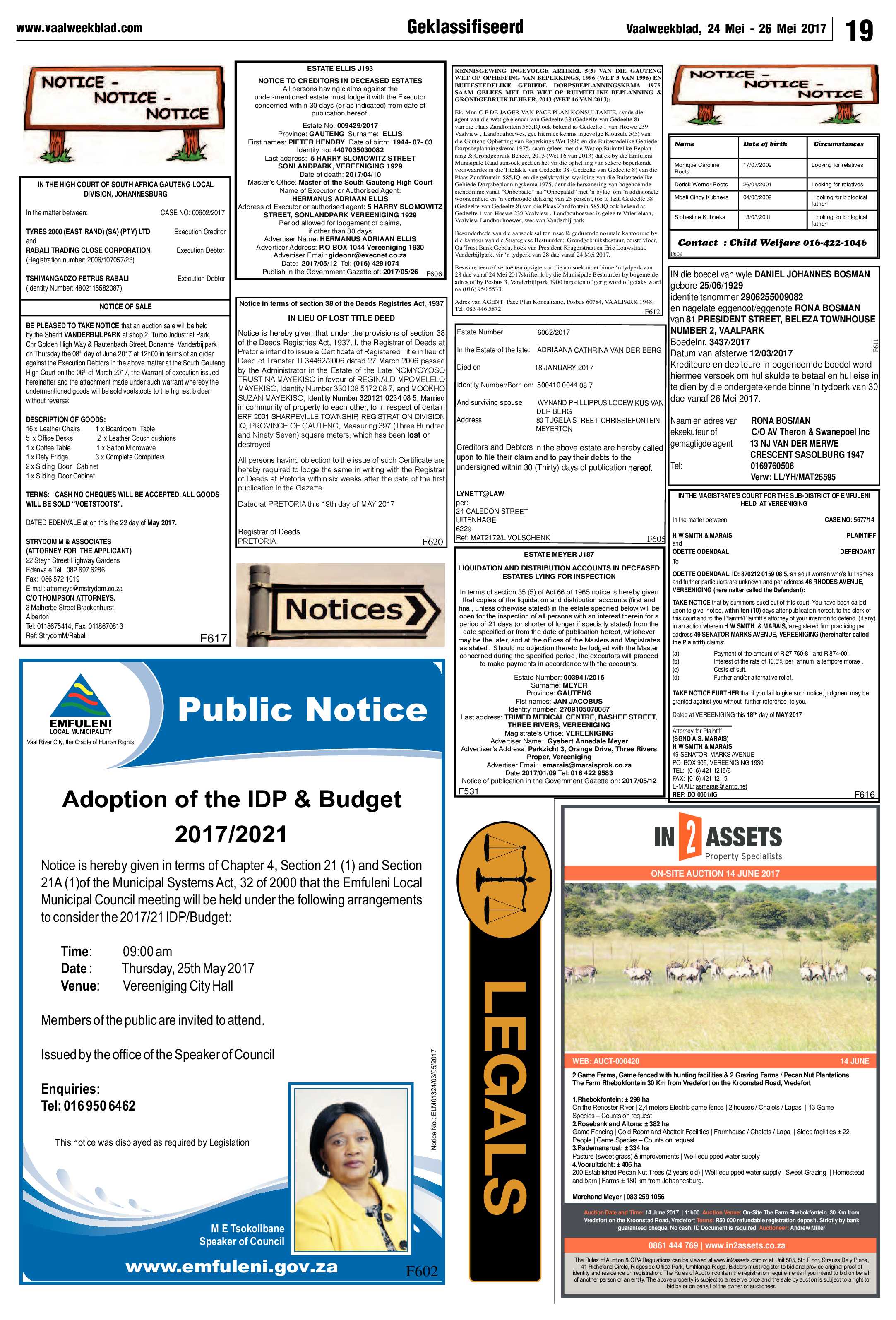 Vaalweekblad 24 – 26 Mei 2017 page 19