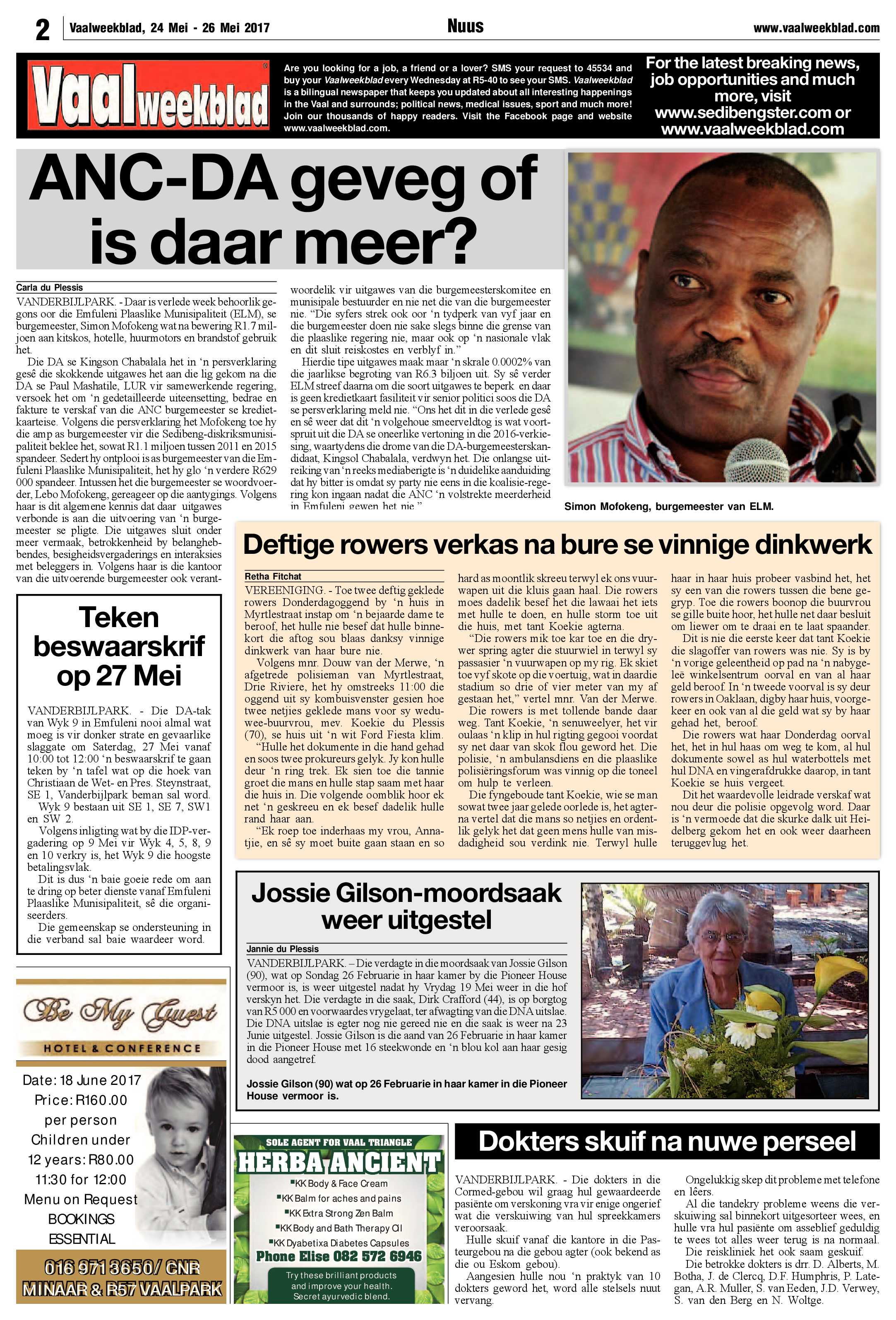 Vaalweekblad 24 – 26 Mei 2017 page 2