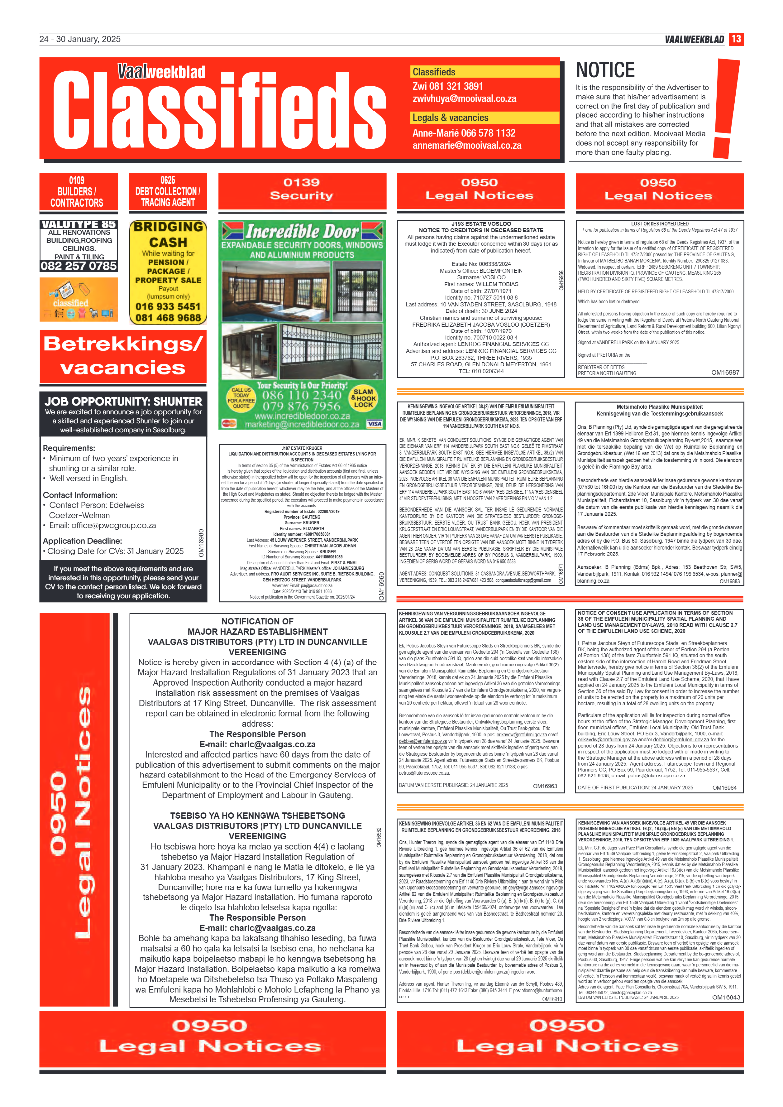 Vaalweekblad 24 – 30 January, 2025 page 13